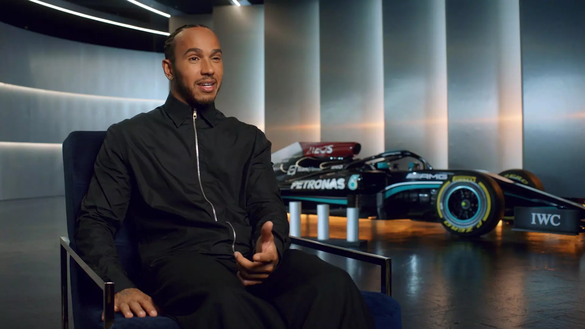 Lewis Hamilton and his Formula 1 car