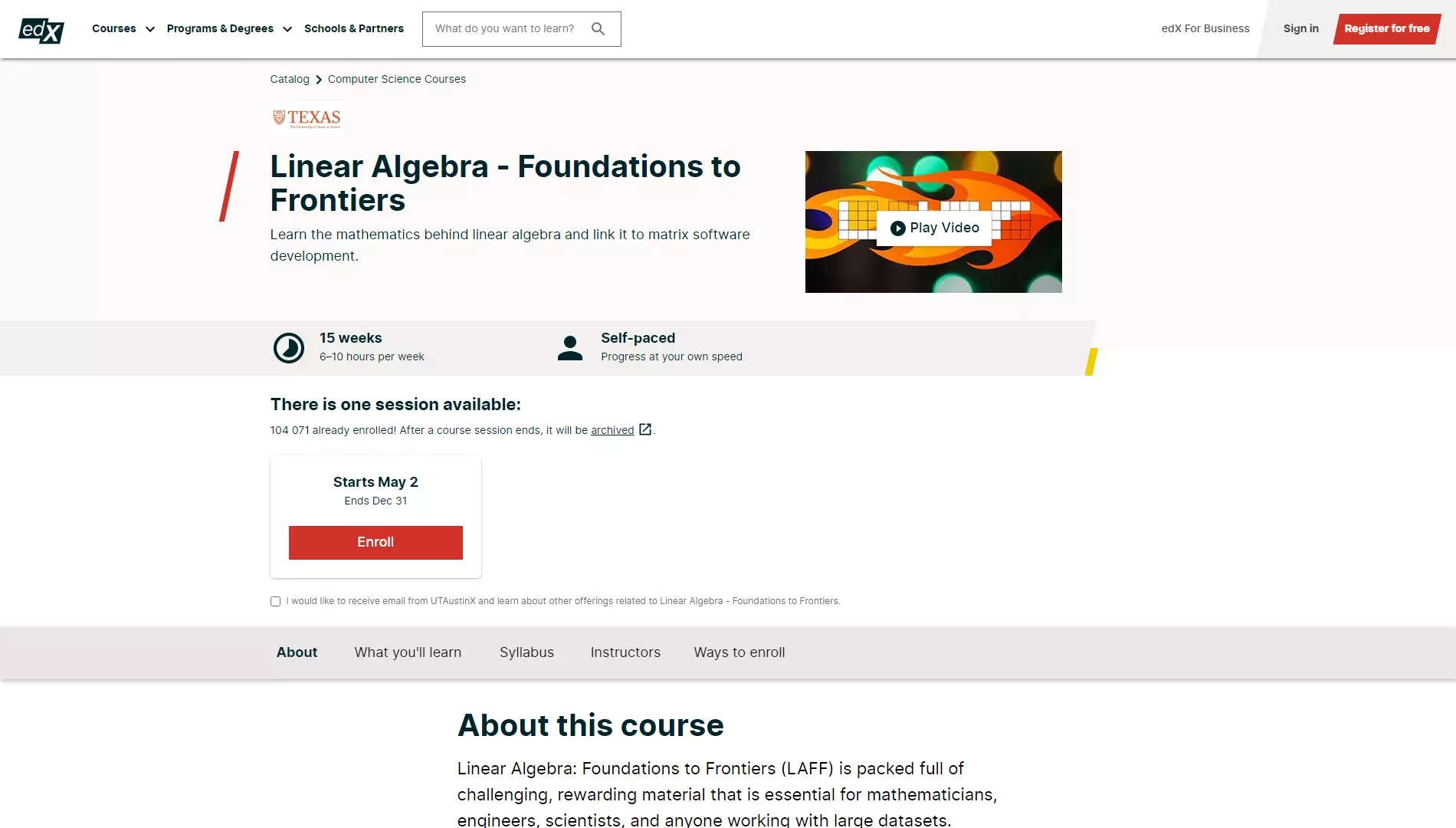 Linear Algebra: Foundations to Frontiers (LAFF) - The University of Texas at Austin